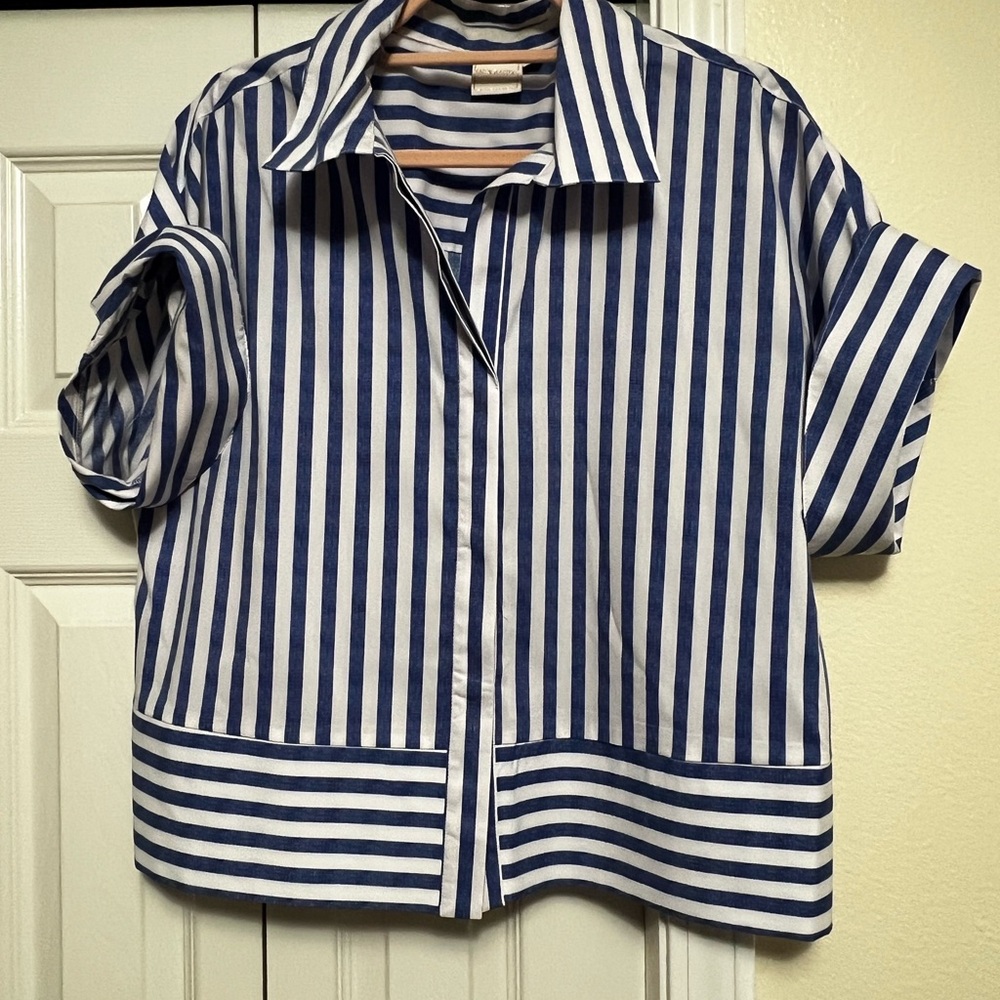 Zac & Rachel Blue and White Striped Women’s Button Down Shirt